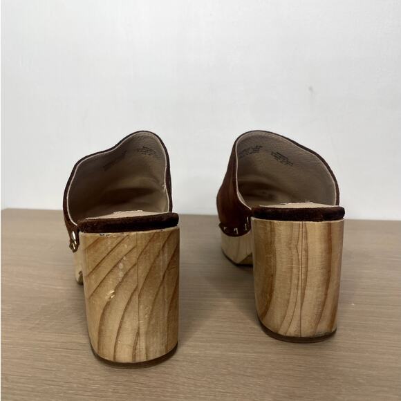 Steve Madden Brooklyn 1 Studded Suede Platform Clogs 8.5 Cognac - Picture 5 of 10